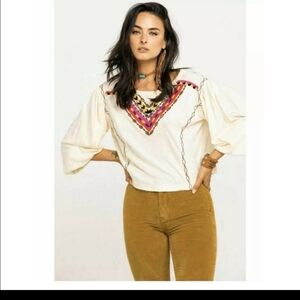 🥳2xHP🥳Free People Embroidered Long Sleeved Top
